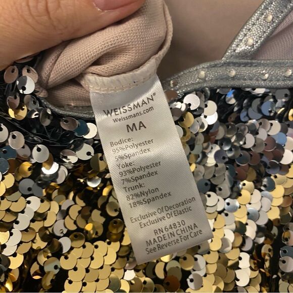 WEISSMAN Dance Costume gold ombre sequin biketard Party Party Party 16242 MA - Picture 11 of 15